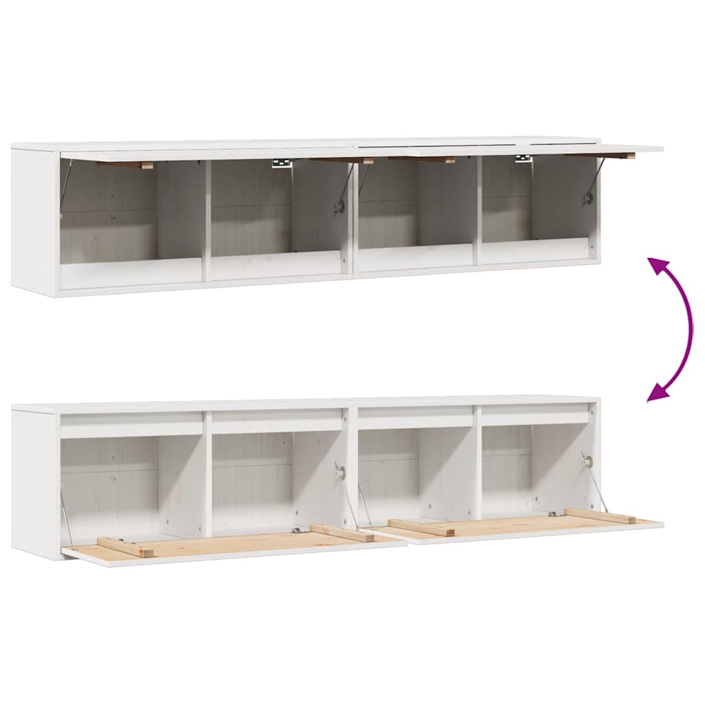 vidaXL Wandschränke 2 Stk. Weiß 80x30x35 cm Massivholz Kiefer