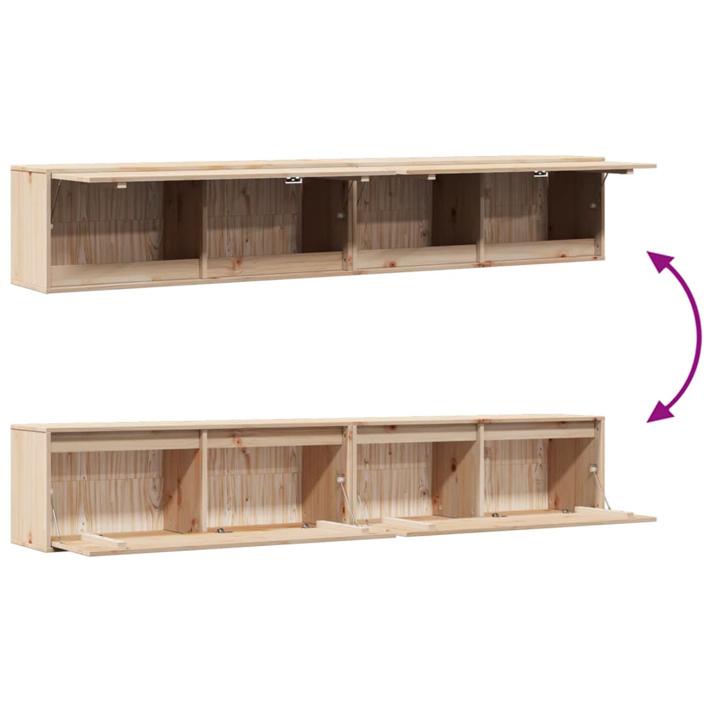 vidaXL Armoires murales 2 pcs 100x30x35 cm Bois de pin massif