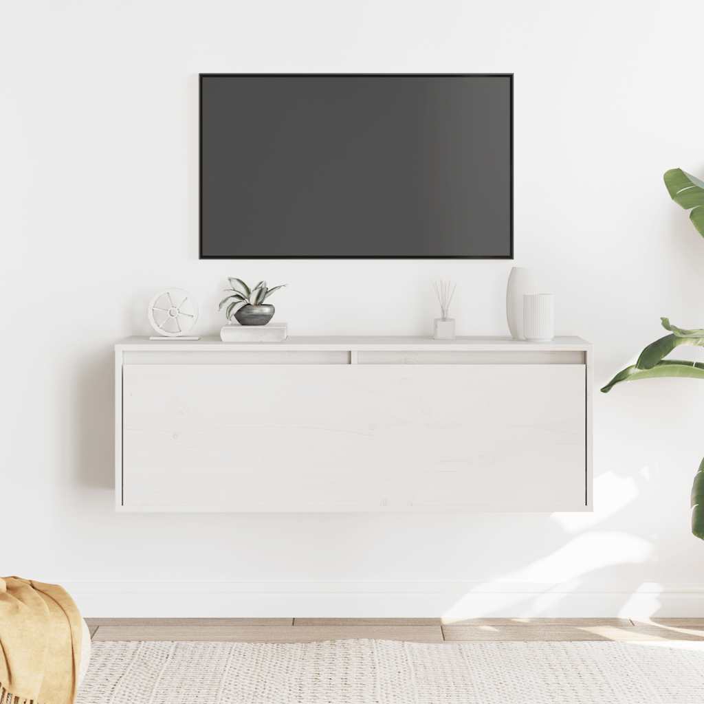 Wandschrank Weiß 100x30x35 cm Massivholz Kiefer