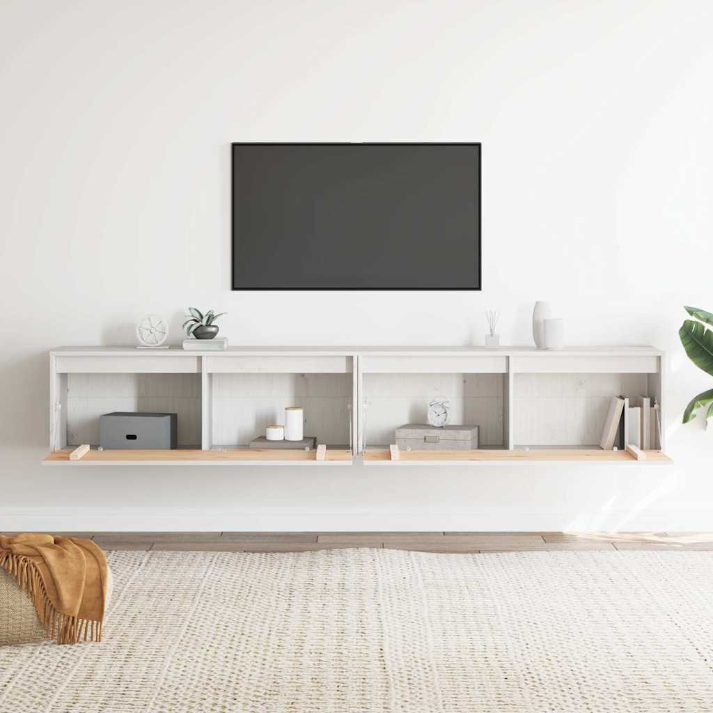 vidaXL Wandschränke 2 Stk. Weiß 100x30x35 cm Massivholz Kiefer