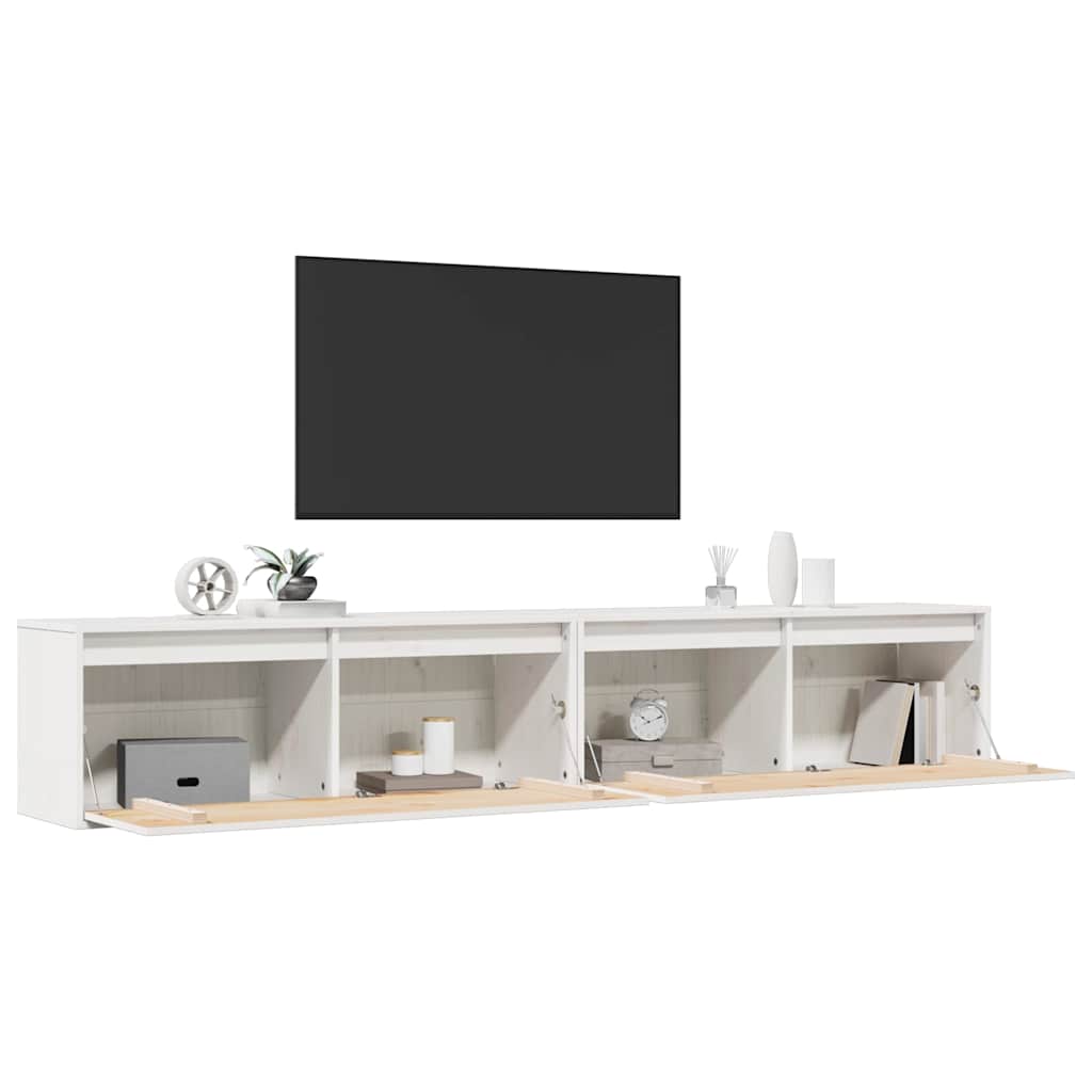 vidaXL Wandschränke 2 Stk. Weiß 100x30x35 cm Massivholz Kiefer