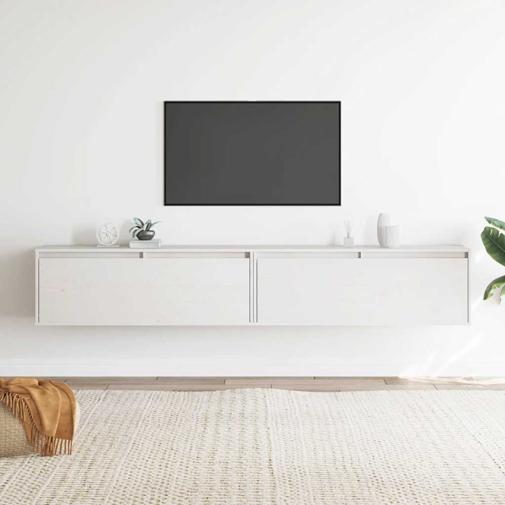 vidaXL Wandschränke 2 Stk. Weiß 100x30x35 cm Massivholz Kiefer