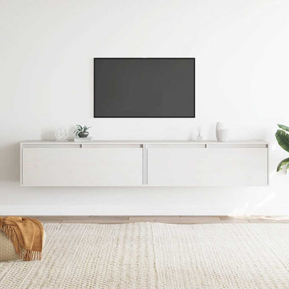 vidaXL Wandschränke 2 Stk. Weiß 100x30x35 cm Massivholz Kiefer