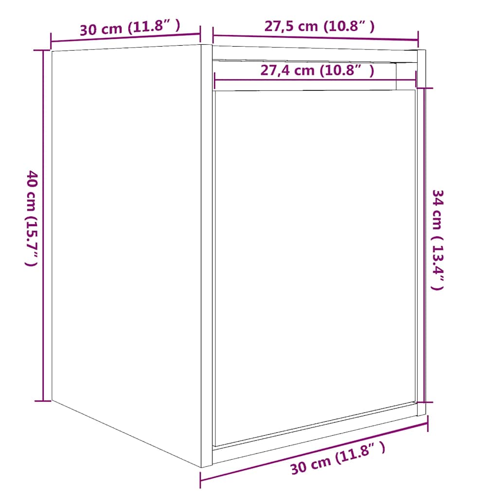 vidaXL Wandschrank 30x30x40 cm Massivholz Kiefer