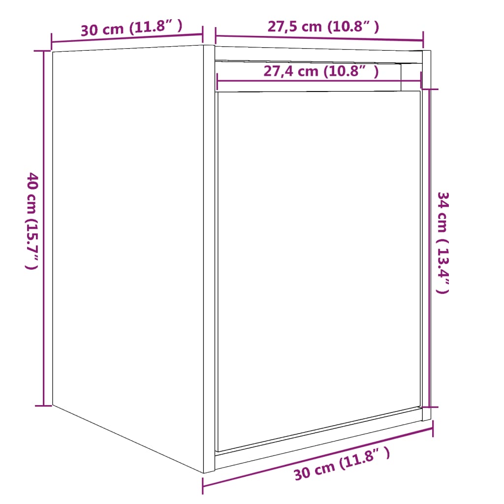 vidaXL Wandschränke 2 Stk. Weiß 30x30x40 cm Massivholz Kiefer