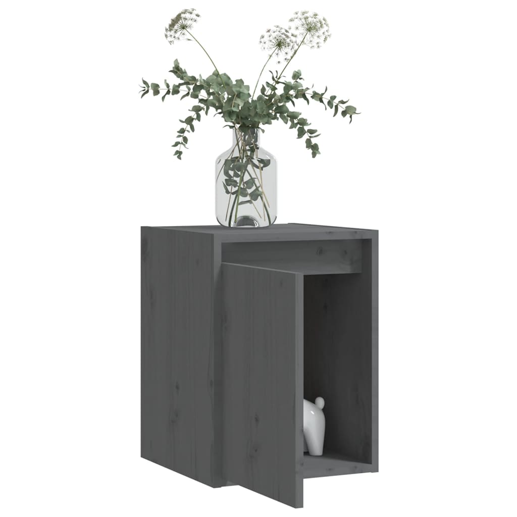 vidaXL Wandschränke 2 Stk. Grau 30x30x40 cm Massivholz Kiefer