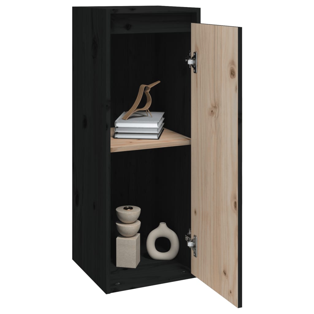 vidaXL Wandschränke 2 Stk. Schwarz 30x30x80 cm Massivholz Kiefer