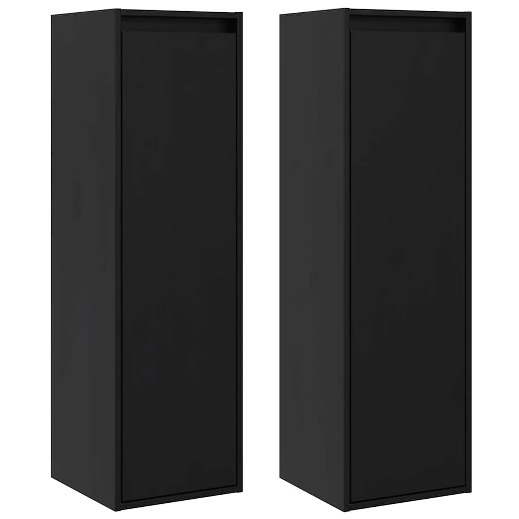 vidaXL Wandschränke 2 Stk. Schwarz 30x30x100 cm Massivholz Kiefer