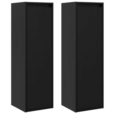 vidaXL Wandschränke 2 Stk. Schwarz 30x30x100 cm Massivholz Kiefer