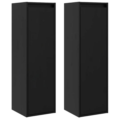 vidaXL Wandschränke 2 Stk. Schwarz 30x30x100 cm Massivholz Kiefer