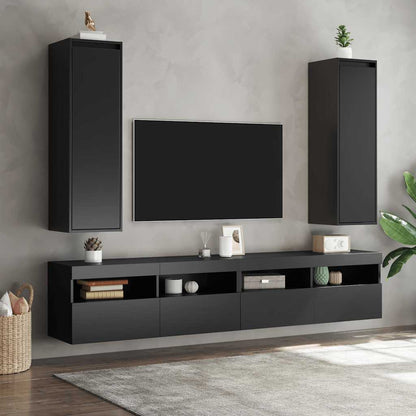 vidaXL Wandschränke 2 Stk. Schwarz 30x30x100 cm Massivholz Kiefer