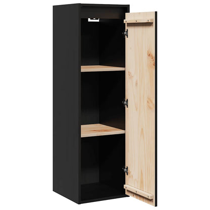 vidaXL Wandschränke 2 Stk. Schwarz 30x30x100 cm Massivholz Kiefer