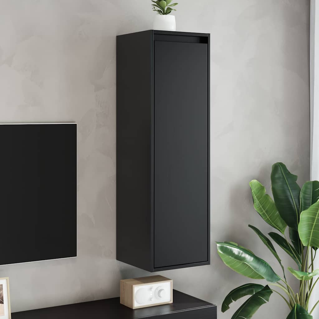 vidaXL Wandschränke 2 Stk. Schwarz 30x30x100 cm Massivholz Kiefer