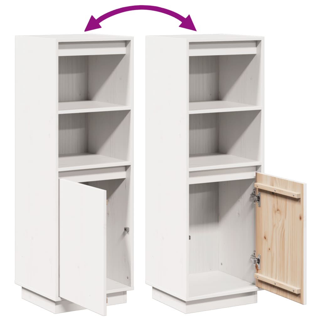 vidaXL Highboard Weiß 37x34x110 cm Massivholz Kiefer