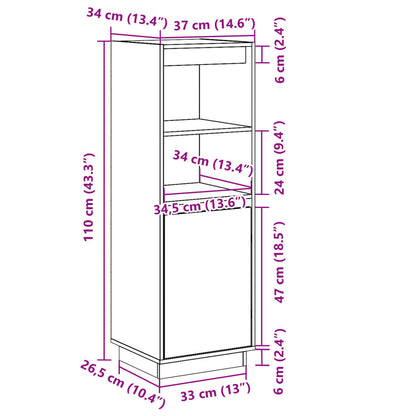 vidaXL Highboard Weiß 37x34x110 cm Massivholz Kiefer