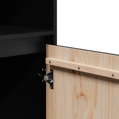 vidaXL Highboard noir 37x34x110 cm bois de pin massif
