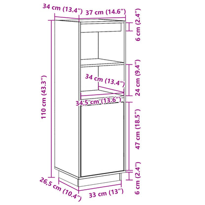 vidaXL Highboard noir 37x34x110 cm bois de pin massif