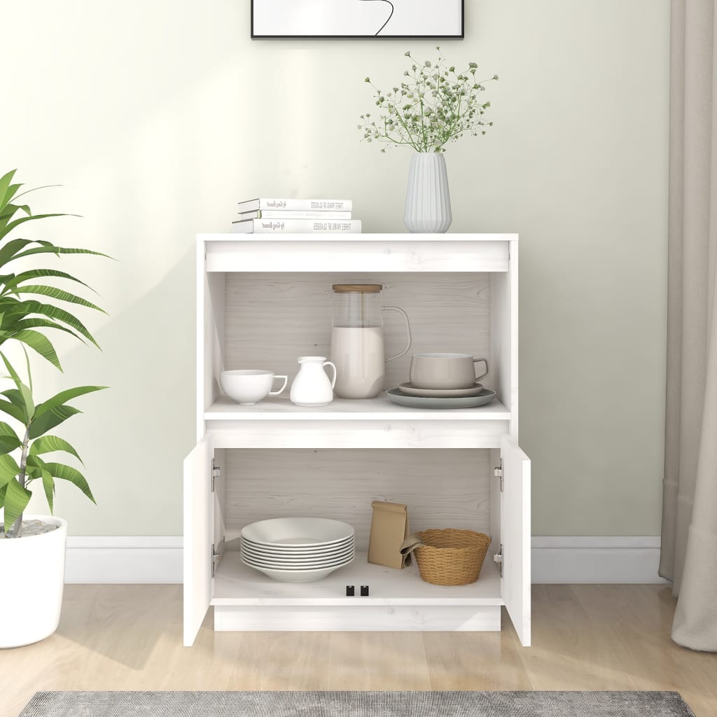 vidaXL Commode blanche 60x34x75 cm Bois de pin massif