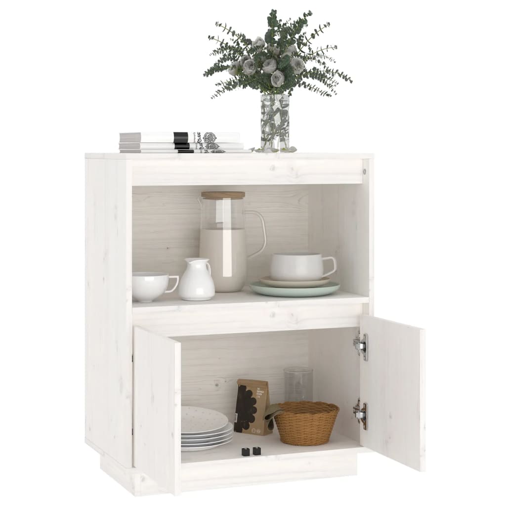 vidaXL Commode blanche 60x34x75 cm Bois de pin massif
