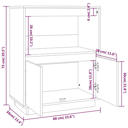 vidaXL Commode blanche 60x34x75 cm Bois de pin massif