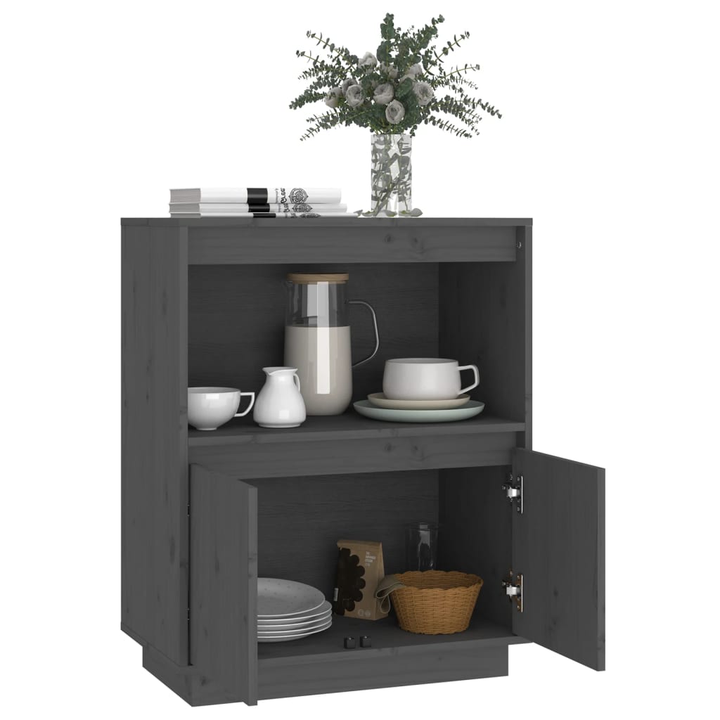 vidaXL Buffet gris 60x34x75 cm Bois de pin massif