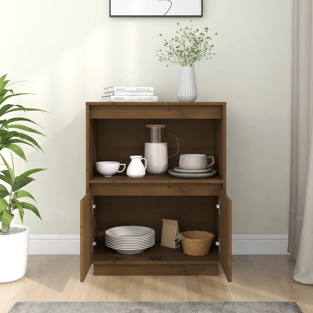 vidaXL Buffet brun miel 60x34x75 cm pin massif