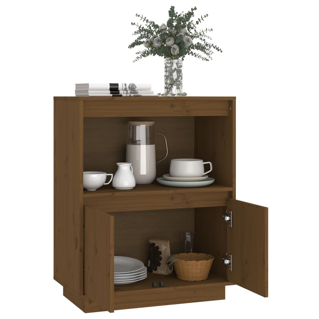vidaXL Buffet brun miel 60x34x75 cm pin massif