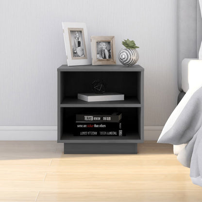 vidaXL Nachttische 2 Stk. Grau 40x34x40 cm Massivholz Kiefer