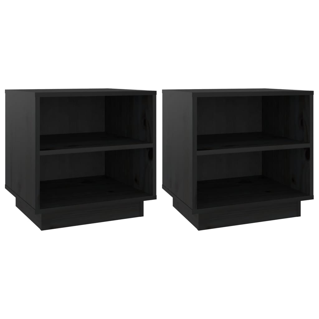 vidaXL Nachttische 2 Stk. Schwarz 40x34x40 cm Massivholz Kiefer