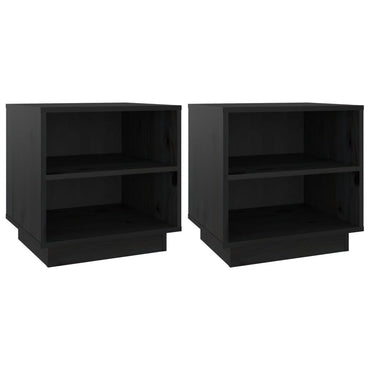 vidaXL Nachttische 2 Stk. Schwarz 40x34x40 cm Massivholz Kiefer