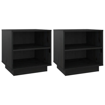 vidaXL Nachttische 2 Stk. Schwarz 40x34x40 cm Massivholz Kiefer