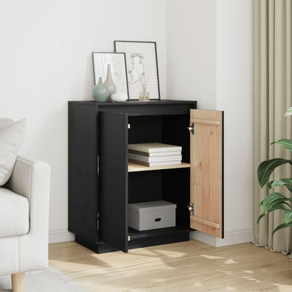 vidaXL Bahut noir 60x34x75 cm Bois de pin massif