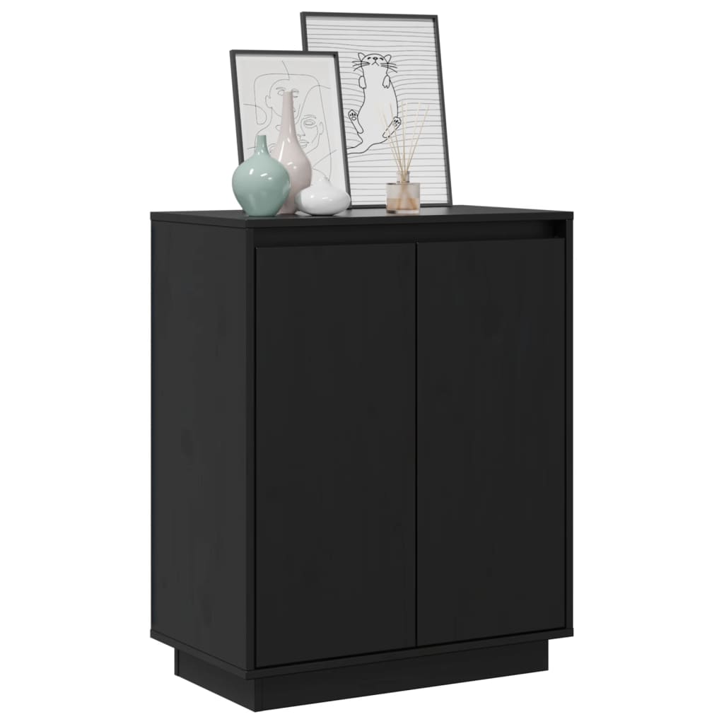 vidaXL Bahut noir 60x34x75 cm Bois de pin massif