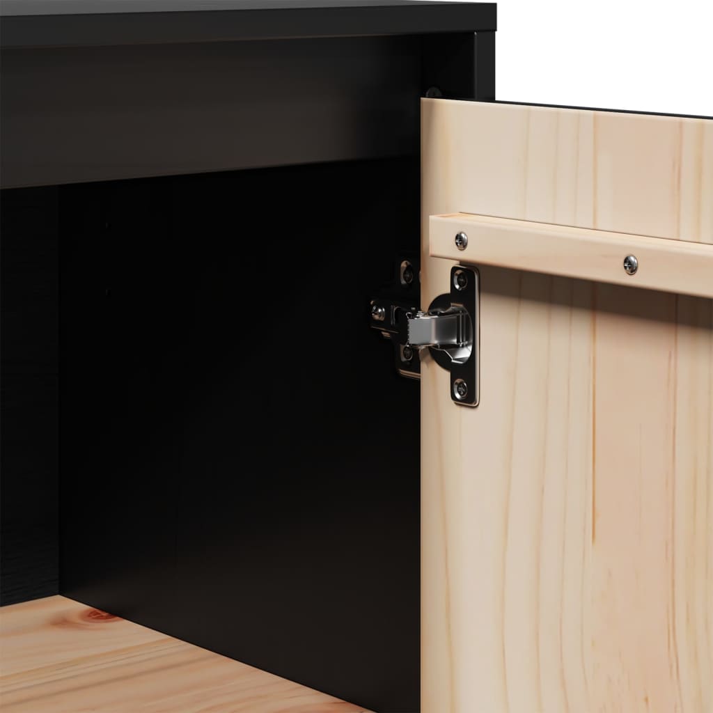 vidaXL Bahut noir 60x34x75 cm Bois de pin massif