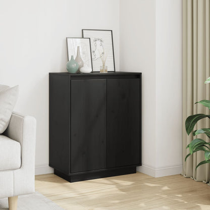 vidaXL Bahut noir 60x34x75 cm Bois de pin massif