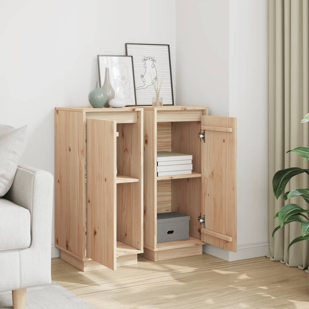 vidaXL Commodes 2 pcs 31,5x34x75 cm Bois de pin massif