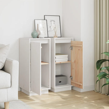 vidaXL Commodes 2 pcs Blanc 31,5x34x75 cm Bois de pin massif