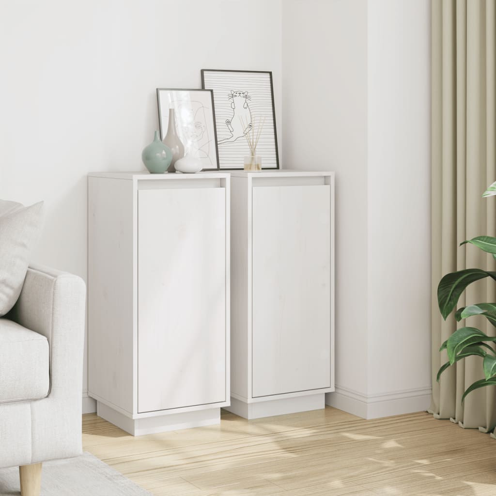 vidaXL Commodes 2 pcs Blanc 31,5x34x75 cm Bois de pin massif