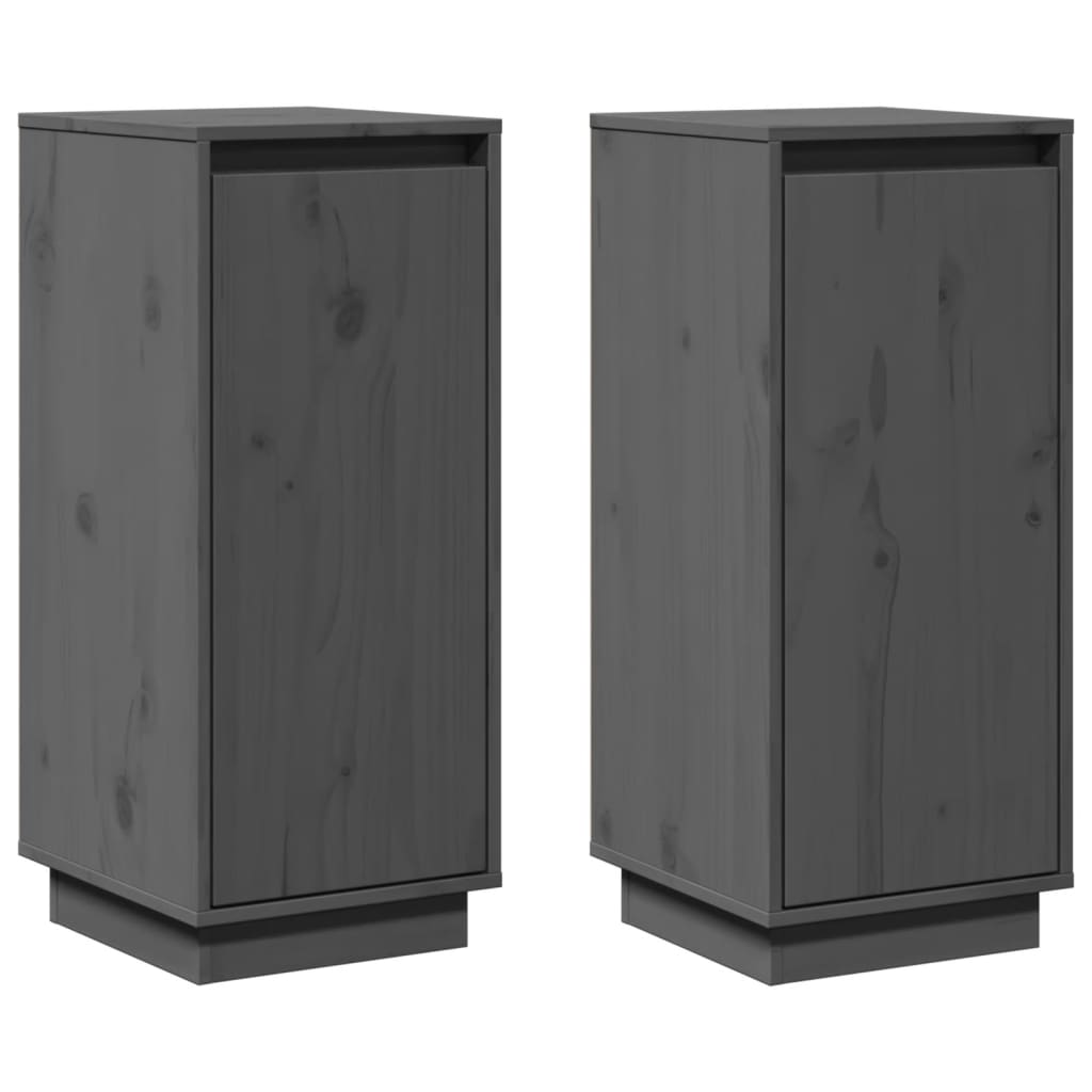 vidaXL Buffets 2 pcs Gris 31,5x34x75 cm Bois de pin massif