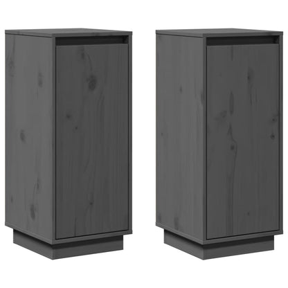 vidaXL Buffets 2 pcs Gris 31,5x34x75 cm Bois de pin massif