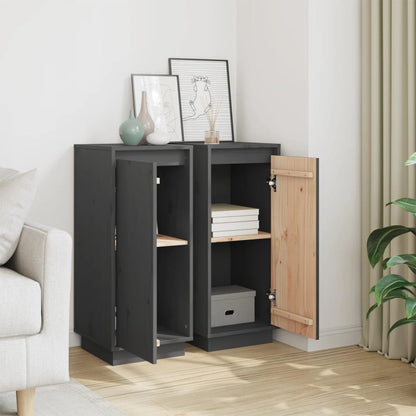 vidaXL Buffets 2 pcs Gris 31,5x34x75 cm Bois de pin massif