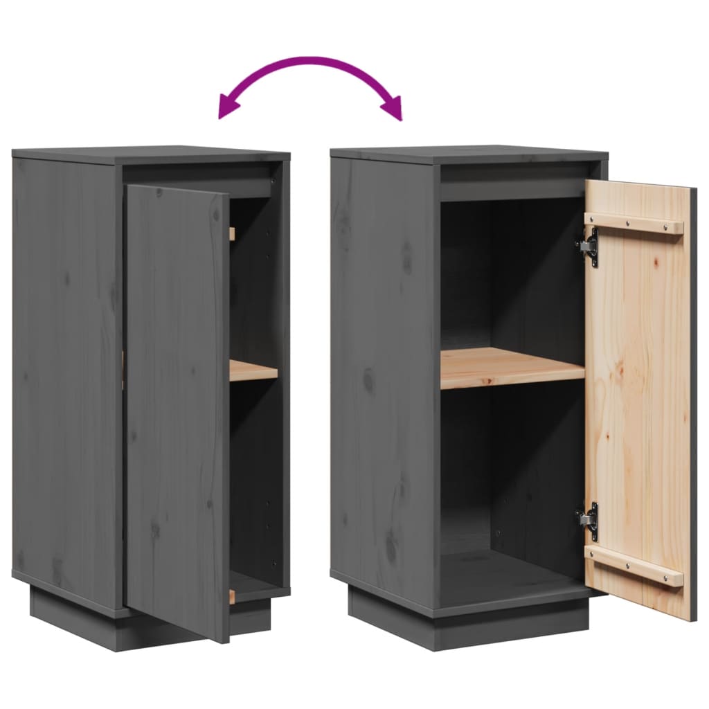 vidaXL Buffets 2 pcs Gris 31,5x34x75 cm Bois de pin massif