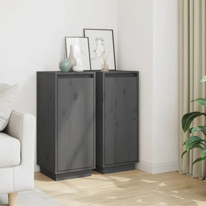 vidaXL Buffets 2 pcs Gris 31,5x34x75 cm Bois de pin massif