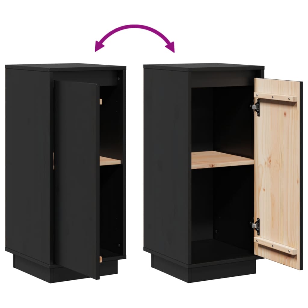 vidaXL Commodes 2 pcs Noir 31,5x34x75 cm Bois de pin massif