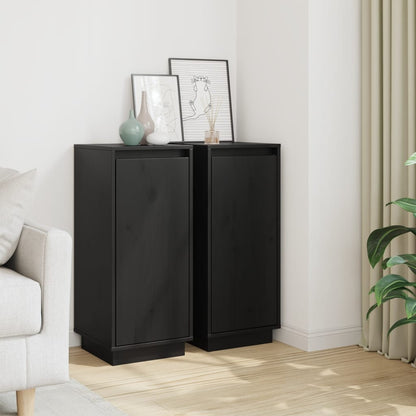 vidaXL Commodes 2 pcs Noir 31,5x34x75 cm Bois de pin massif