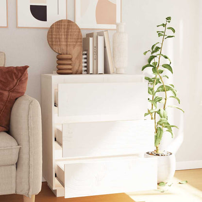 vidaXL Commode blanche 60x34x75 cm Bois de pin massif