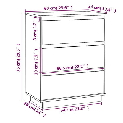 vidaXL Commode blanche 60x34x75 cm Bois de pin massif