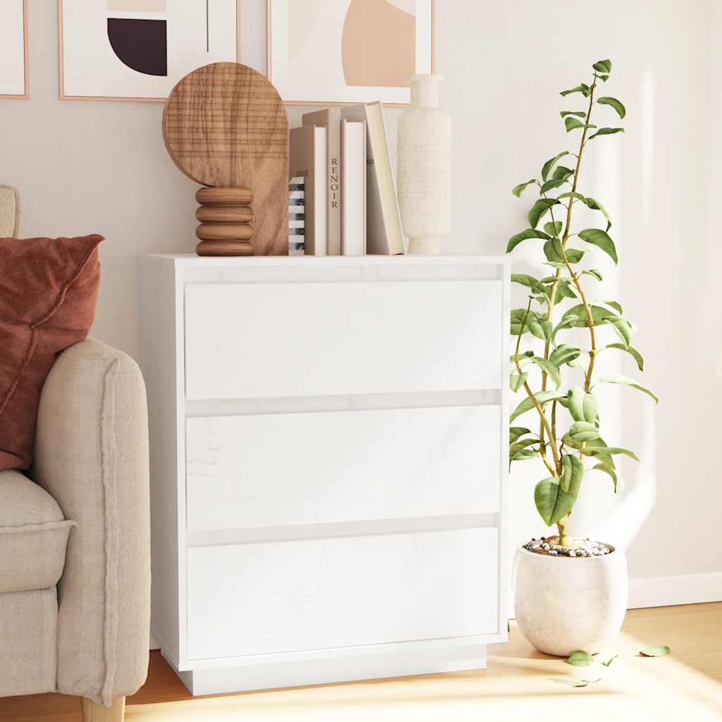 vidaXL Commode blanche 60x34x75 cm Bois de pin massif