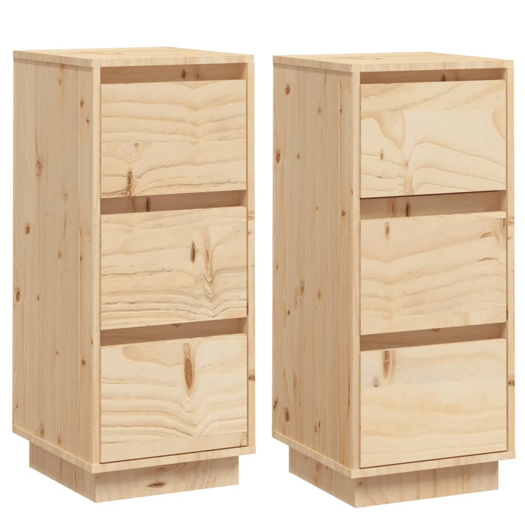 vidaXL Commodes 2 pcs 32x34x75 cm Bois de pin massif
