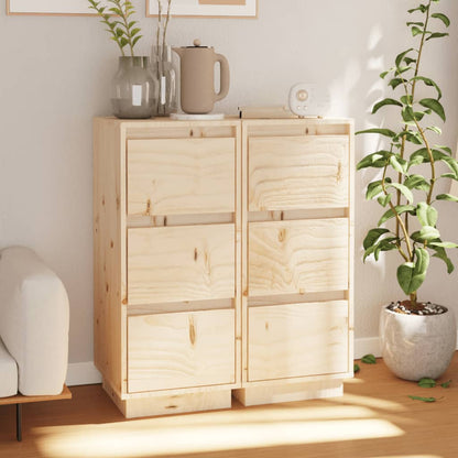 vidaXL Commodes 2 pcs 32x34x75 cm Bois de pin massif